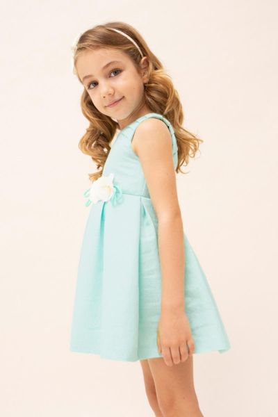 Mayoral Kız Çocuk Çiçek Aplikeli Elbise Mavi