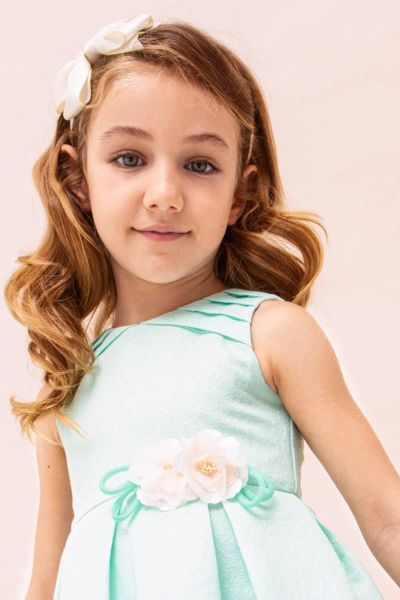 Mayoral Kız Çocuk Çiçek Aplikeli Elbise Mavi