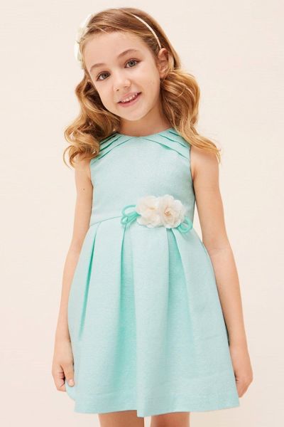 Mayoral Kız Çocuk Çiçek Aplikeli Elbise Mavi
