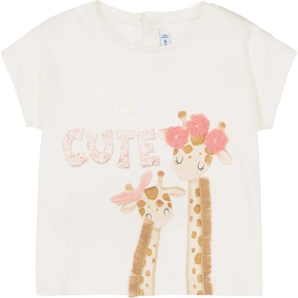 Sevimli Zürafa Grafik Tişört Beyaz