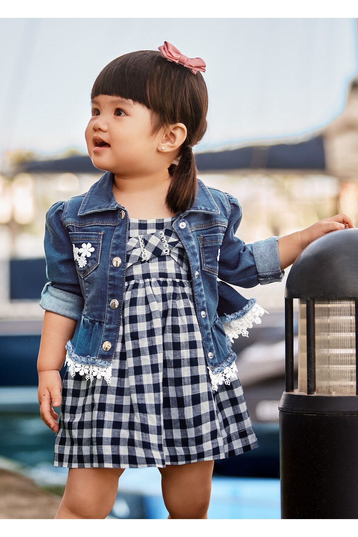 Mayoral Kız Bebek Yazlık Keten Kareli Elbise