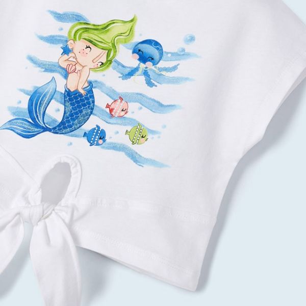 Mayoral Mermaid Adventures Tişört Ön Kesimli ve Bağcıklı - Beyaz