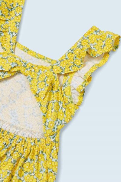 Mayoral Kız Çocuk Sırt Detaylı Baskılı Elbise Sarı