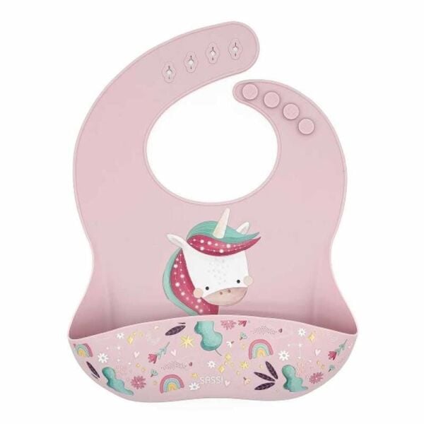 Silikon Cepli Mama Önlüğü - Sevimli Unicorn