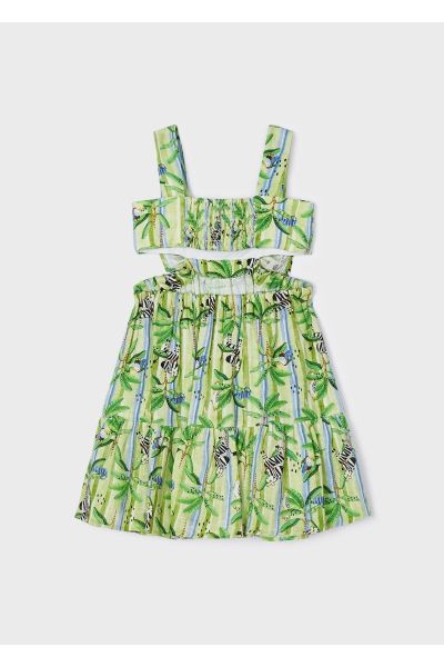 Mayoral Kız Çocuk Yazlık Keten Baskılı Elbise