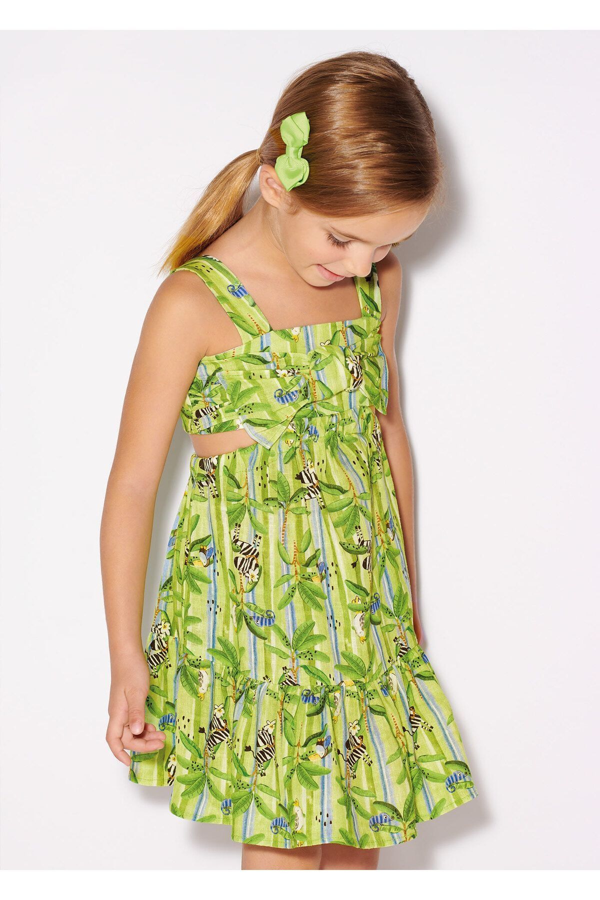 Mayoral Kız Çocuk Yazlık Keten Baskılı Elbise