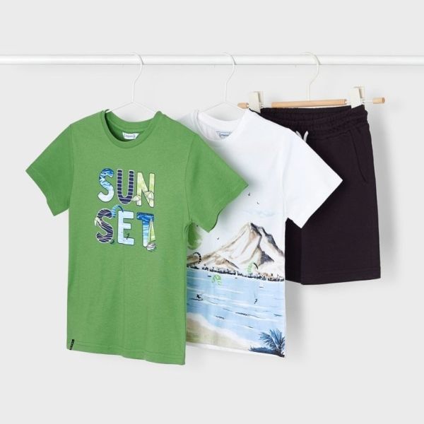 Mayoral Yazlık Erkek T-shirt Şort 3'lü Set Yeşil