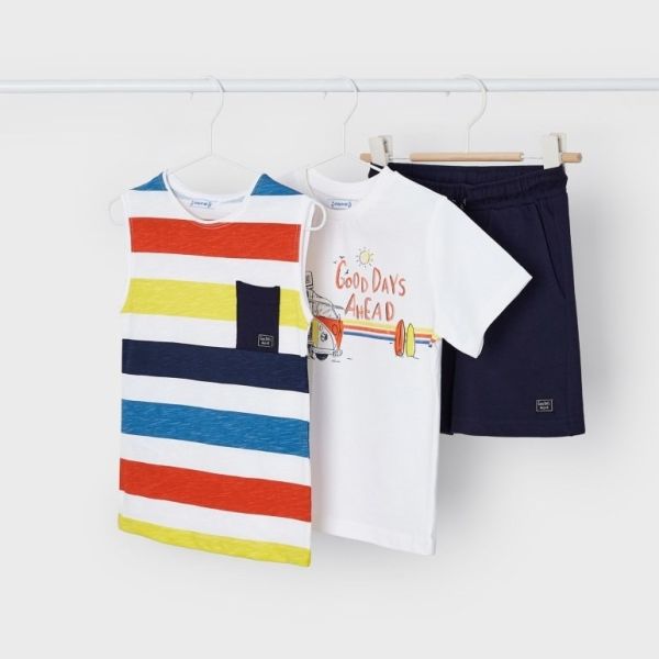 Mayoral Yazlık Erkek T-shirt Şort 3'lü Set Turuncu