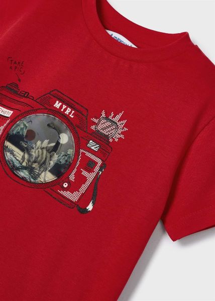 Mayoral Erkek Çocuk Üç Boyut Baskılı Tshirt Kırmızı
