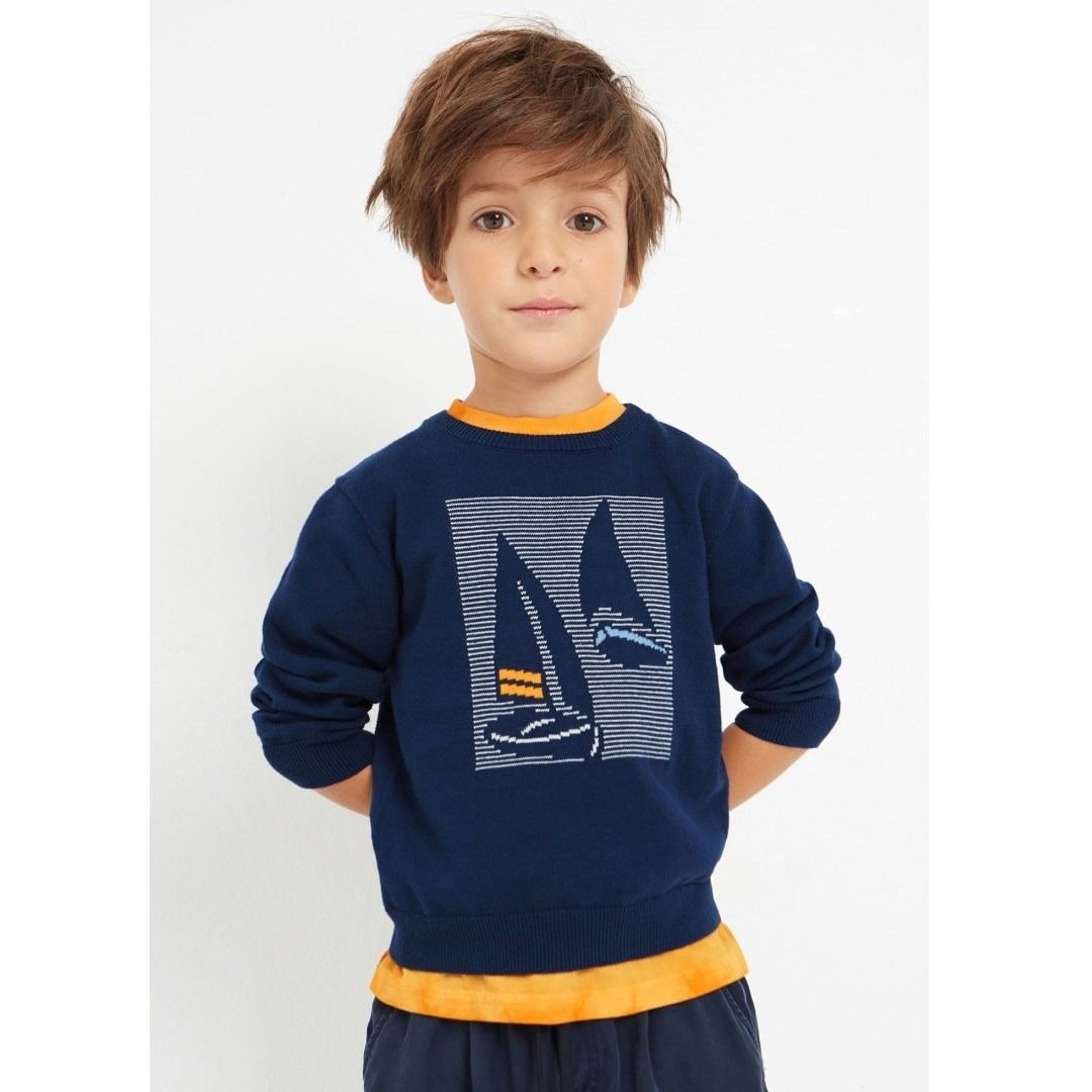 Mayoral Yazlık Erkek Uzun Kol Kazak Koyu Mavi