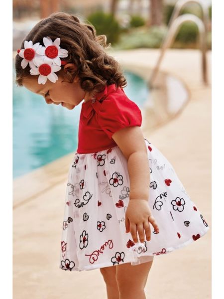 Mayoral 12-36 Ay Kız Bebek Işlemeli Tül Elbise Kırmızı